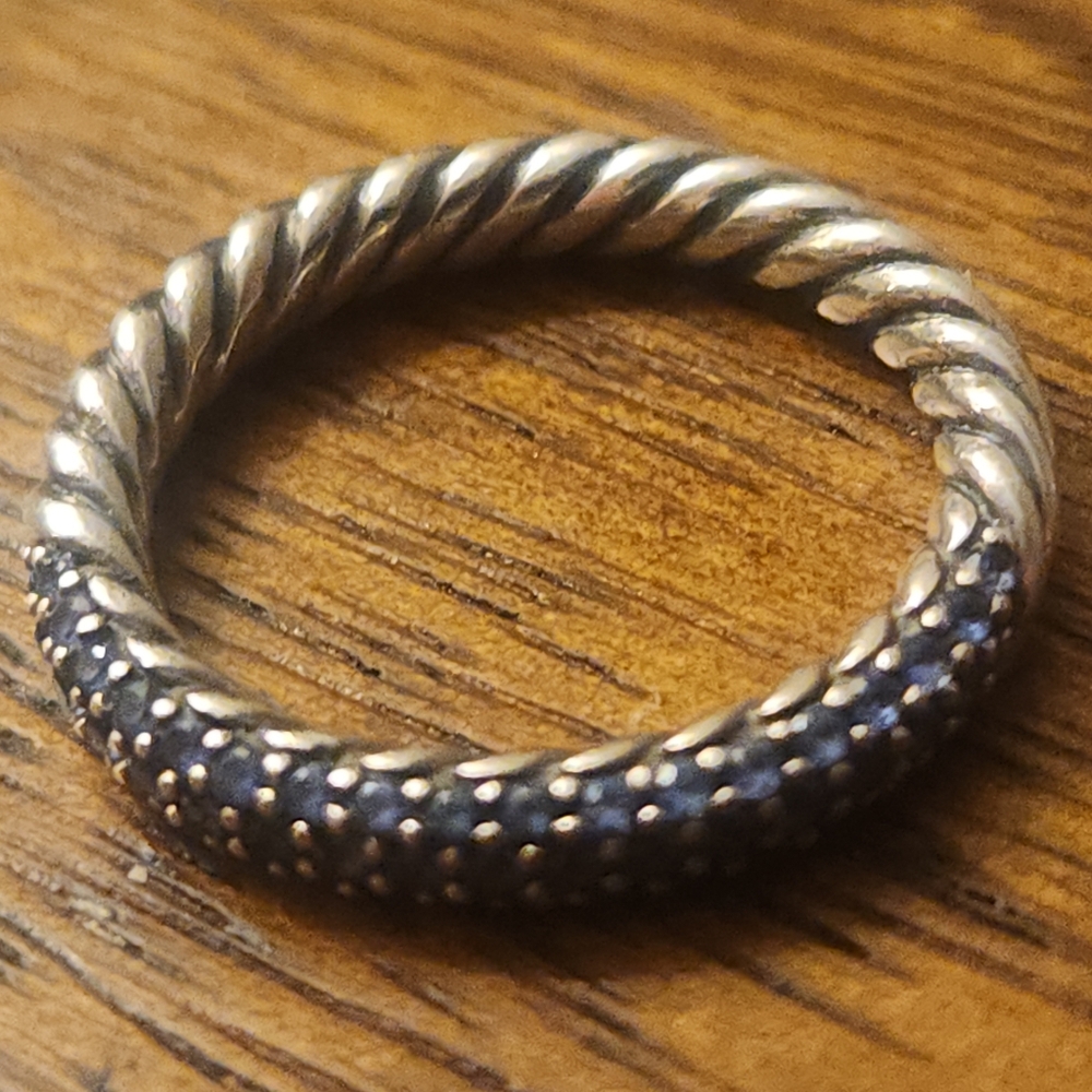 David Yurman | Diamonds & Sapphire Stackable Three Ring Set - Picture 9 of 13